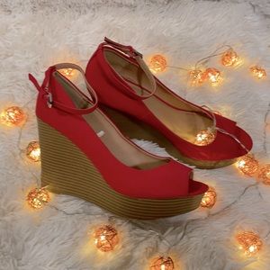 Wedge platform ankle strap open toe